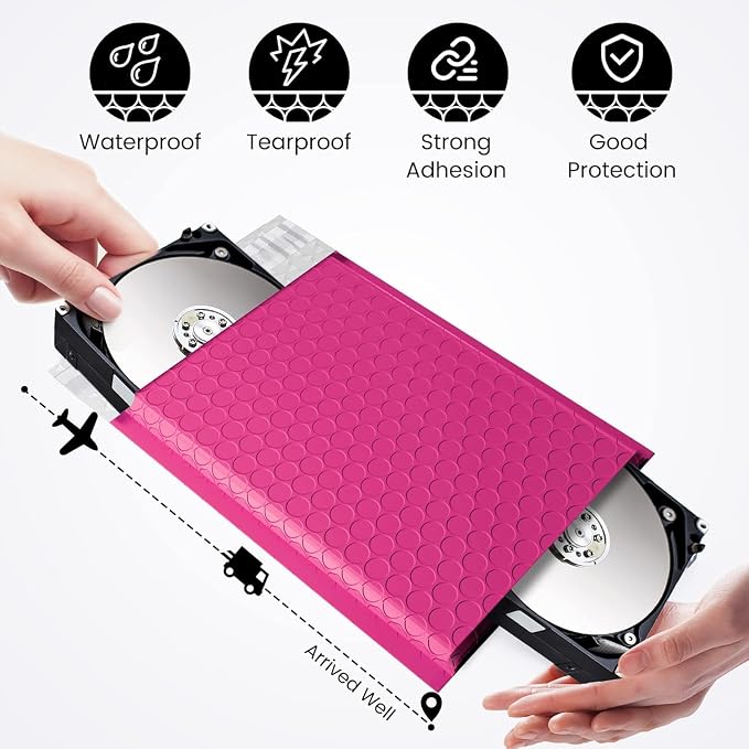 Fuxury Bubble Mailers 6x10" 600 Pack Pink Thick Padded Envelopes Usable Size - Image 8