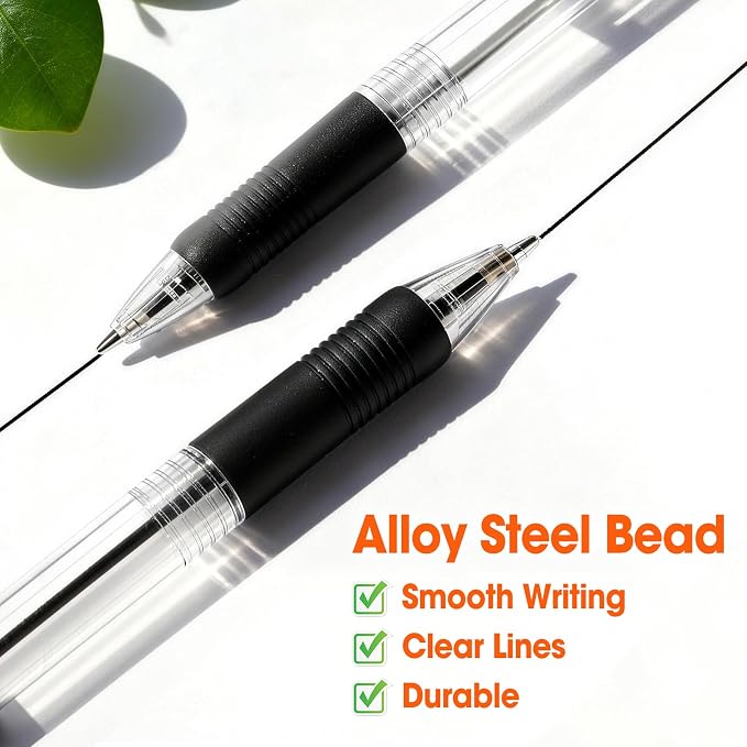 100 Pack Ballpoint Pens Bulk, Retractable Black Pens Ballpoint Medium Point 1mm - Image 3
