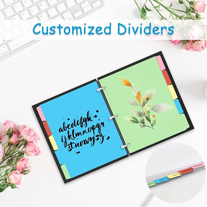 Binder Dividers for 3 Ring Binder, 1/5 Cut Tabs, Letter Size, Blank Write On - Image 6