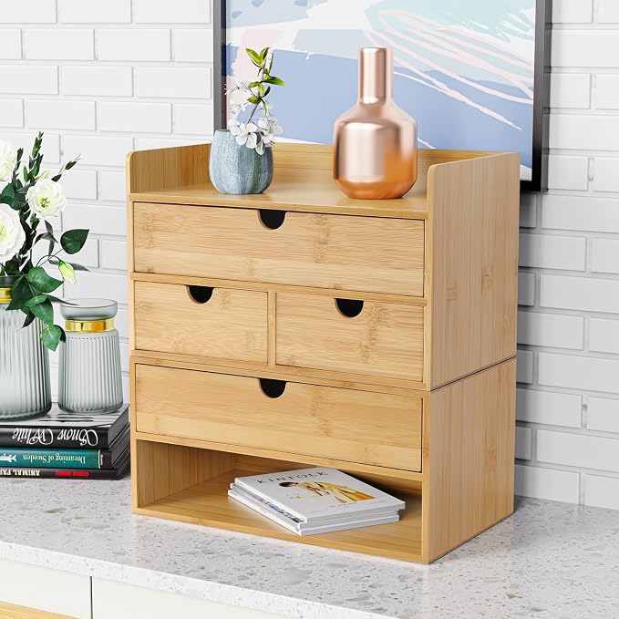 Wisuce Bamboo Desk Drawer Organizer, Desktop Organizer - Image 4