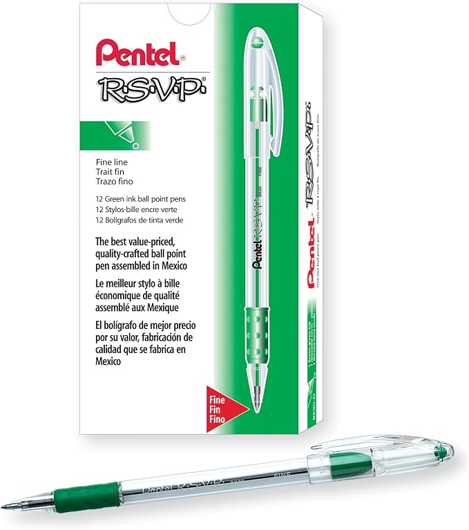Pentel RSVP Ballpoint Pen, Fine Line, Box of 12 by PentelofAmerica