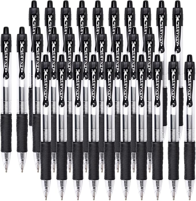 Aen Art Gel Pens, 30 Pack Black Gel Pen Fine Point, Retractable Gel Ink by ColoringForFun