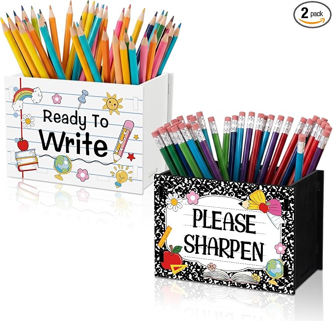 Sherr 2 Pcs Wood Pencil Holder Pencils and Sharpener Shaped Sharp and Dull Pen by Sherr