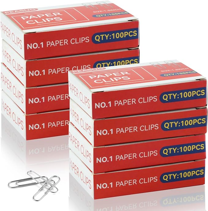 800 Pcs Medium Paper Clips, #1 Smooth Paperclips by PEASUG