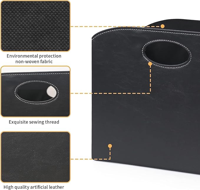 EZDeco Magazine Holder Foldable Magazine Rack Floor PU Leather File Holder - Image 3