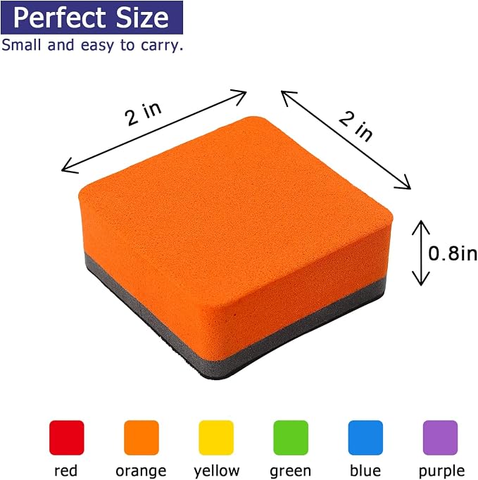 Tamaki 6 Pack Magnetic Dry Eraser Erasers 4.2'' x 2.2'', Square | Dry Erasers - Image 2
