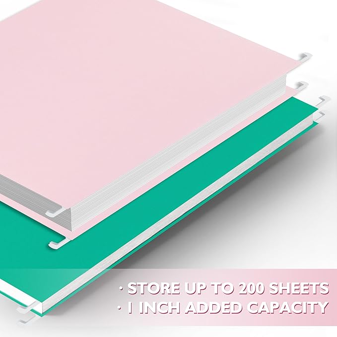 25 Packs Hanging File Folders, Cherry Pink Hanging File Folders Letter Size - Image 4