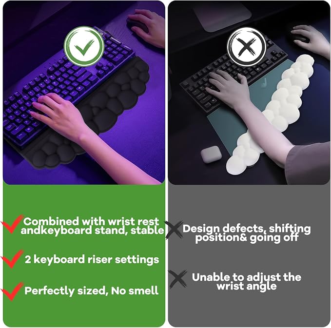 Ergonomic Wrist Rest for Keyboard and Mouse, Soft Memory Foam Cloud Keyboard - Image 6