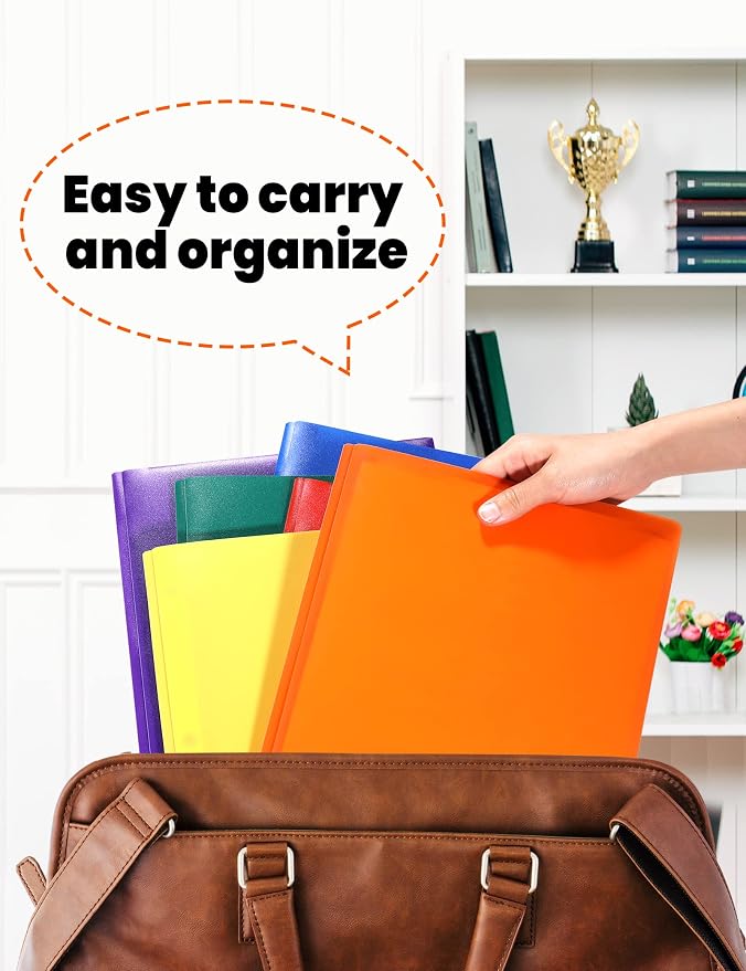 SUNEE 2 Pocket Folders with Prongs Plastic Folders with Pockets and Prongs Fit - Image 5