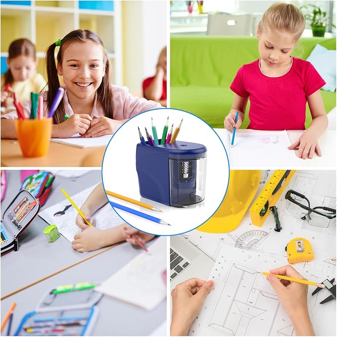 Electric Pencil Sharpener Heavy-Duty Helical Blade Sharpener USB/Battery - Image 5