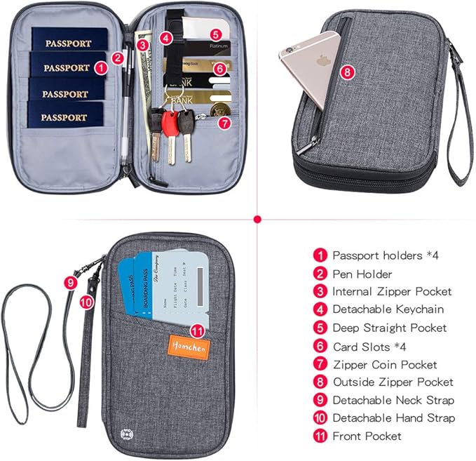 RFID Passport Wallet with Vaccine Card Slot, Family Travel Passport Holder - Image 3
