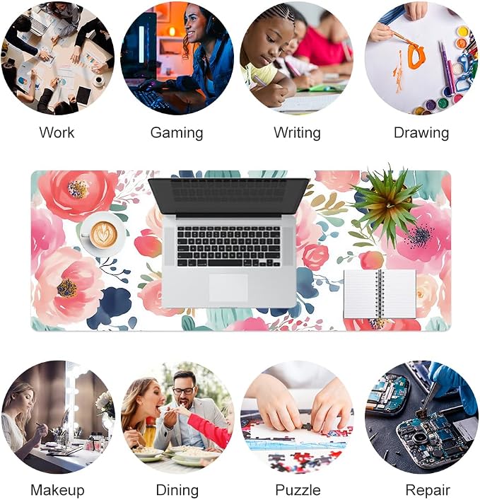Colorful Star Large Mouse Pad, Women Girls PU Leather Waterproof Gaming Mousepad - Image 6