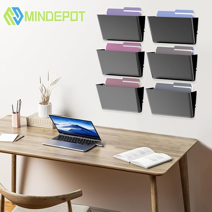 MINDEPOT 8 Pockets Acrylic Wall File Organizer, Plastic Hanging Wall File Holder - Image 3