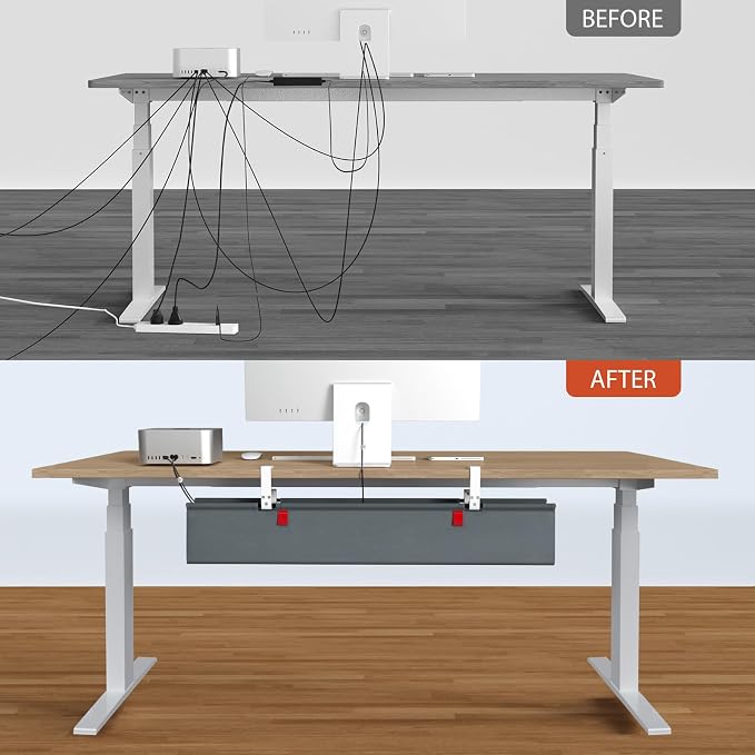 Univivi No Drill Under Desk Cable Management Tray, Clamp/Screw Mount Desk Cable - Image 7