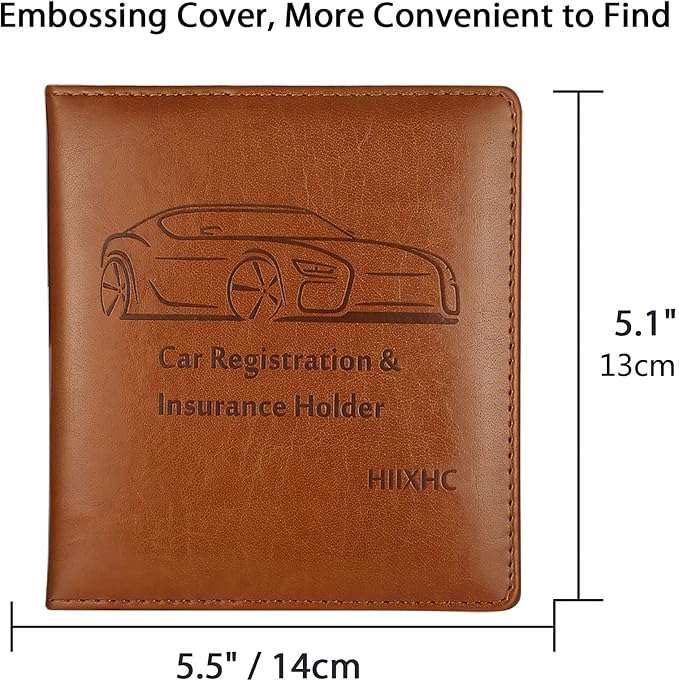 Car Registration and Insurance Holder, 5.5 x 5 Inch PU Leather Vehicle Glove - Image 4