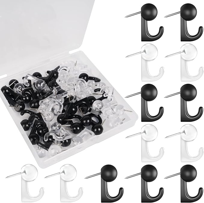 Push Pin Hooks - 50 Pieces Cork Board Hooks, Push Pins by Aitikili