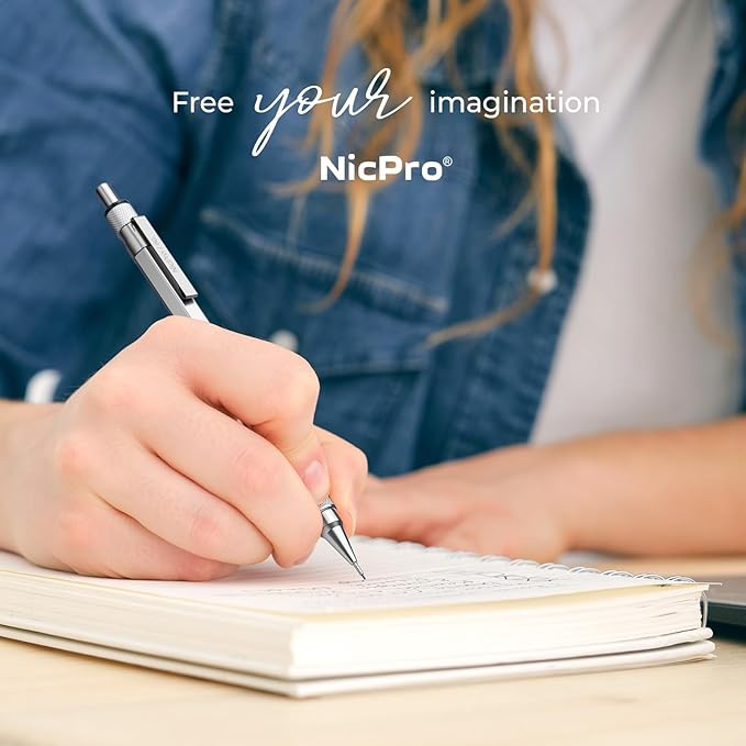 Nicpro Blocky Gear 0.5 mm Mechanical Pencil Set in Case, Metal Pencil - Image 7