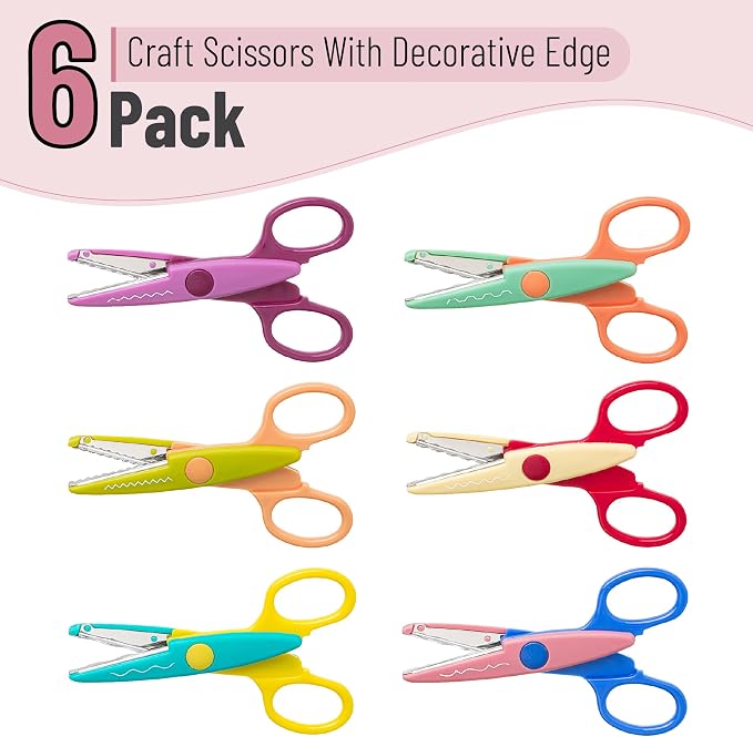Mr. Pen- Craft Scissors Decorative Edge, 6 Pack, Vintage Colors | Zig Zag - Image 2