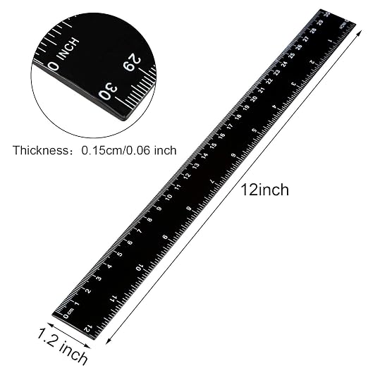 EBOOT 50 Pack 12 Inch Plastic Ruler Bulk Black Ruler - Image 2