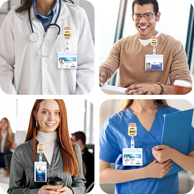 Let's ROC N ROLL Funny Nurse Badge Reel, Cute Medical Bottle Retractable ID - Image 4