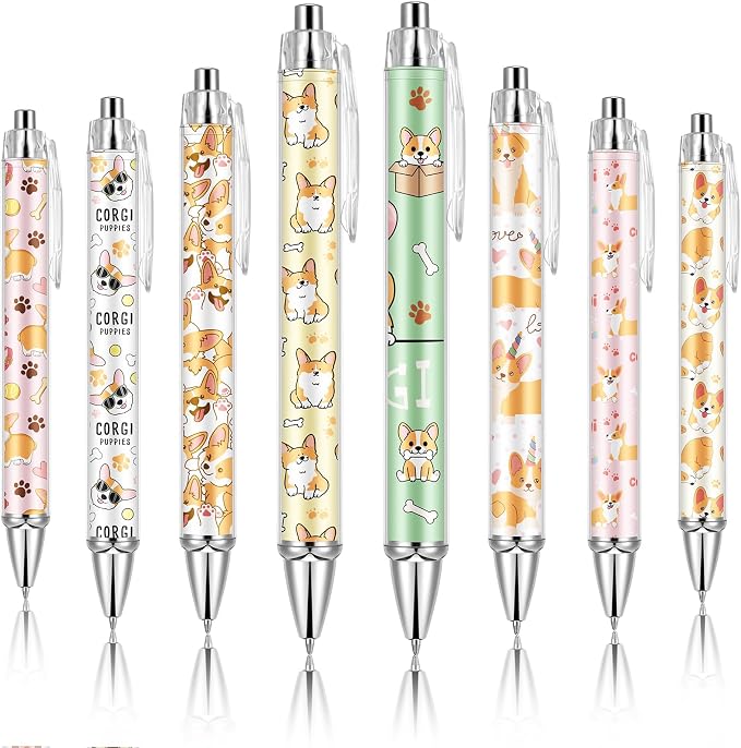 Ireer 8 Pcs Ballpoint Pens for Women 1.00 mm Cute Black Ink Fancy Pens Fine by Ireer
