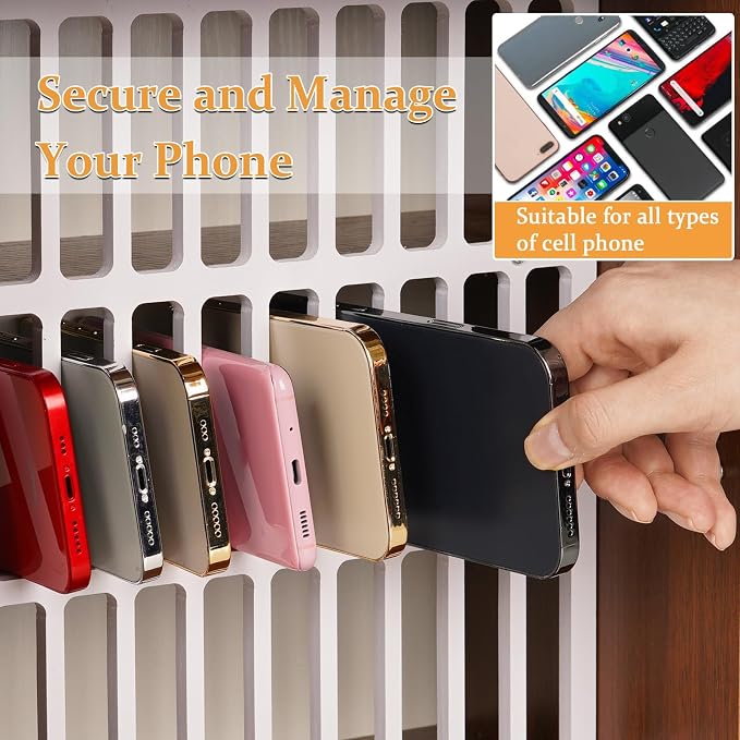 Cell Phone Holder Classroom 33 Slots Wooden Cell Phone Storage Cabinet Pocket - Image 5