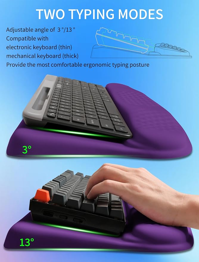 Ergonomic Wave Wrist Rest with Keyboard Stand, Cushioned Palm Rest, Comfortable - Image 2