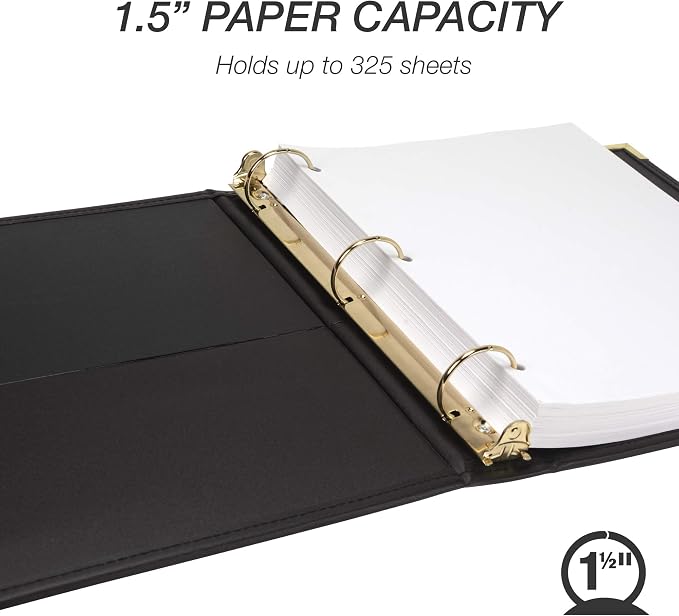 Samsill Classic Collection Leather 3 Ring Binder, Executive Presentation - Image 2