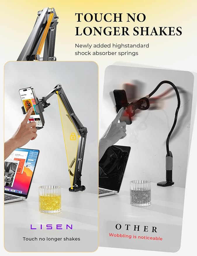 LISEN Gooseneck Phone Holder for Bed Desk Cell Phone Stand for Desk Bed Gaming - Image 6