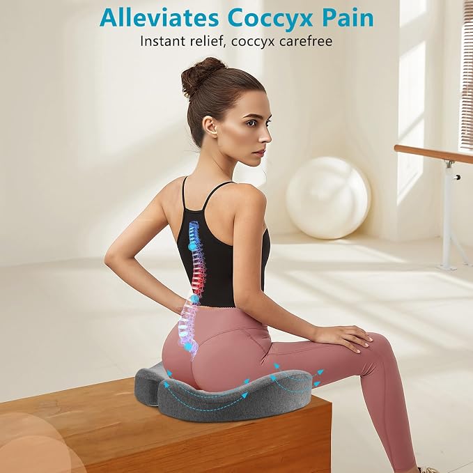 Seat Cushions for Office Chairs & Hip Pain Relief, Extra-Dense Coccyx Cushion - Image 7