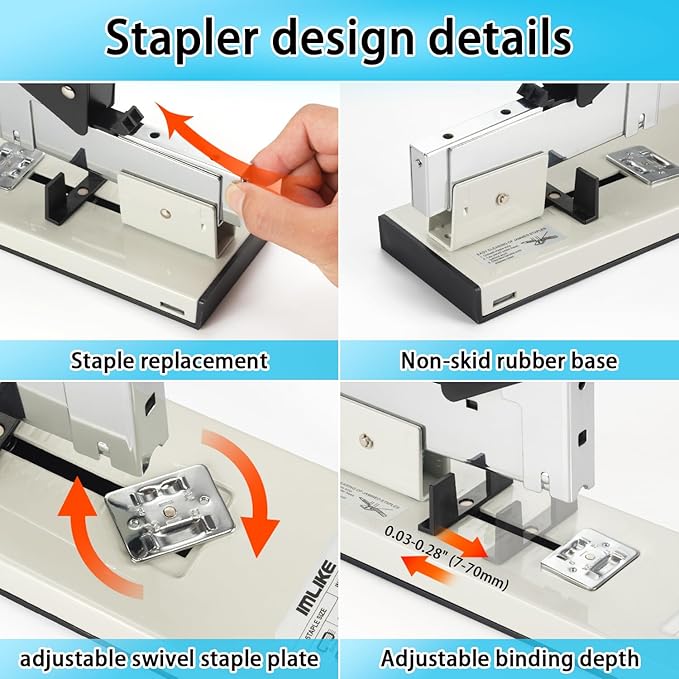 IMLIKE Heavy Duty Stapler with 2000 Staples：200 Sheets High Capacity Manual - Image 6