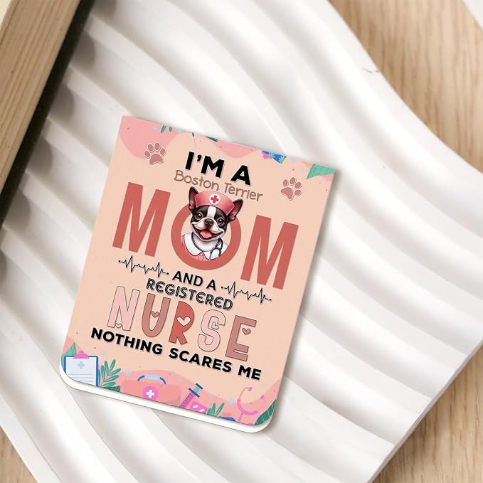 I'm a Boston Terrier Mom and a Registered Nurse Nothing Scares Me Magnet - Image 2