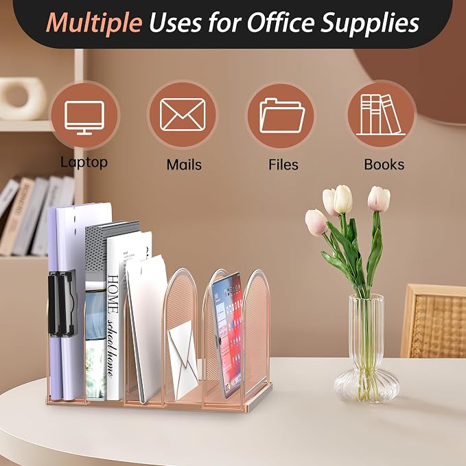 SUPEASY File Organizer for Desk, 5-Section Mesh Desk Organizer, Vertical File - Image 6