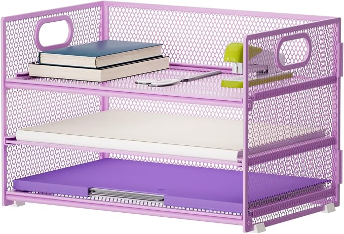 Marbrasse 3 Tier Paper Organizer Letter Tray, Mesh File Organizer by Marbrasse