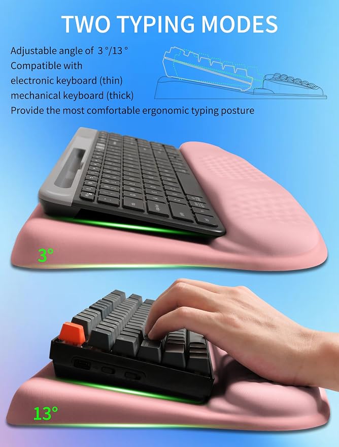 Ergonomic Wave Wrist Rest with Keyboard Stand, Cushioned Palm Rest, Comfortable - Image 2