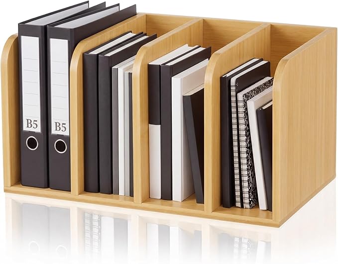 Novabright 4-slot Bamboo Wooden Magazine File Holder Desk Organizer, 4 Vertical by Unknown