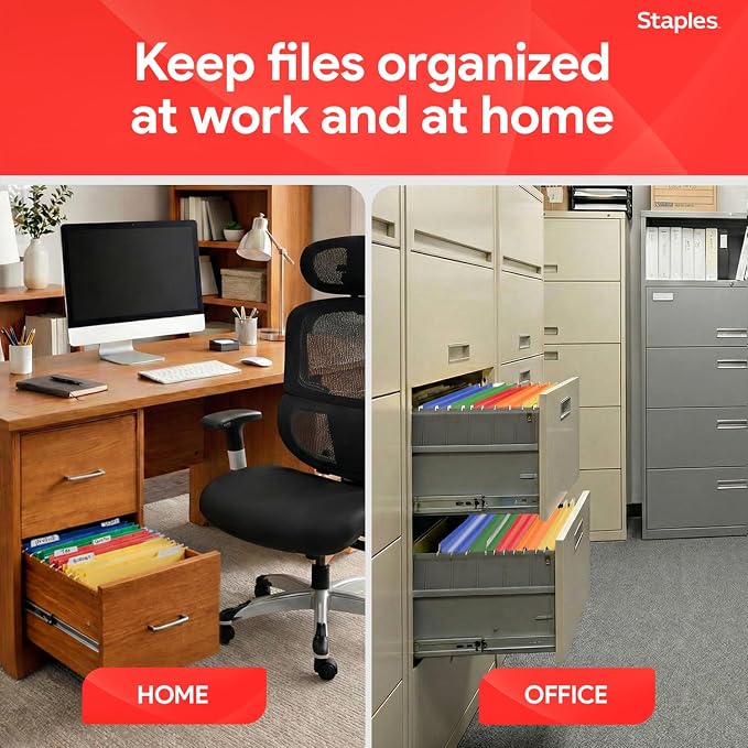Staples Hanging File Folders, Letter Size, 1/5‑Cut Tabs, Adjustable Tabs - Image 7