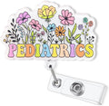 Cute Pediatrics Badge Reel Retractable, Elegant Floral Pediatric Nurse Badge ID by Bydevia