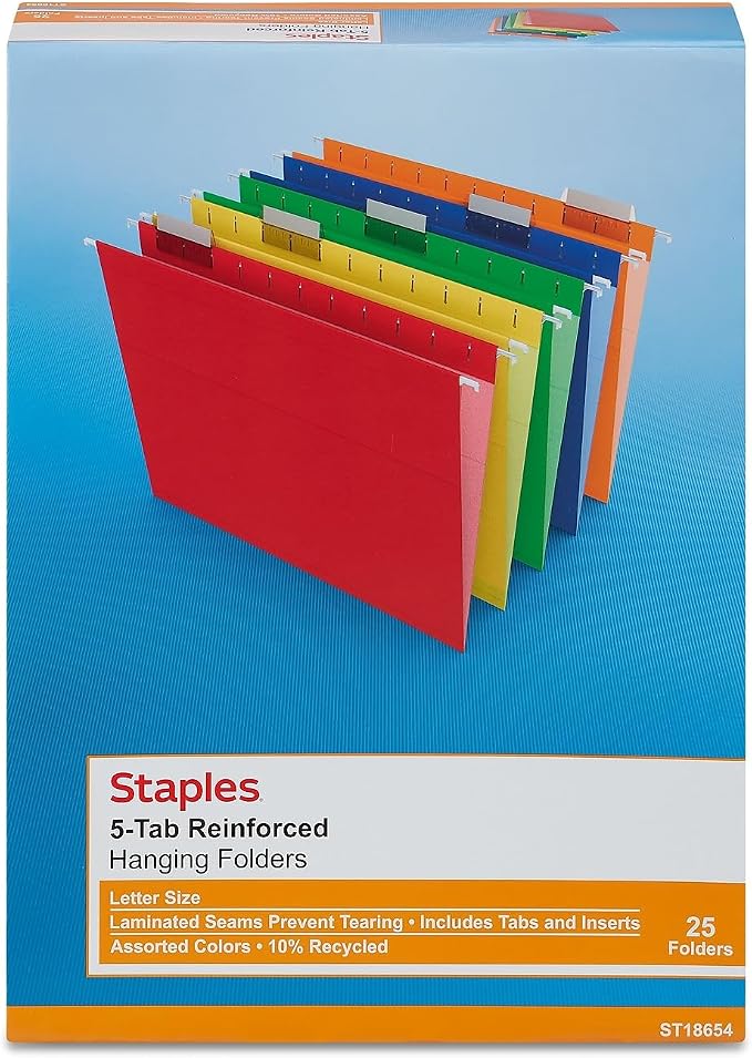 Staples Hanging File Folders, Letter Size, 1/5‑Cut Tabs, Includes Adjustable - Image 6