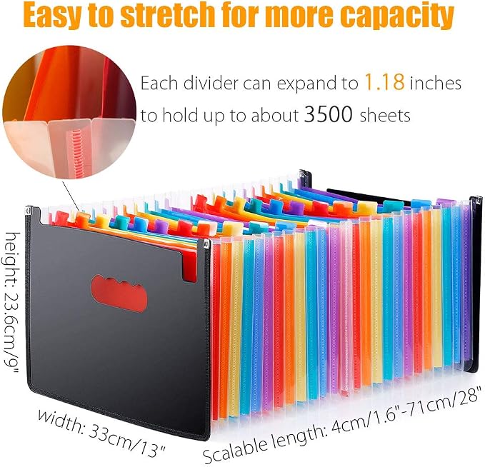 TriMagic Accordian File Folder Organizer, 24 Pockets Alphabetical Expanding - Image 3