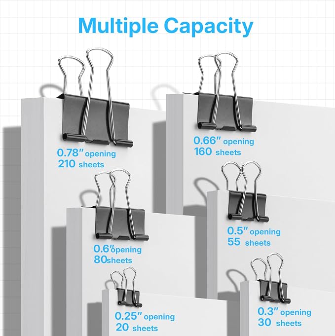 OWLKELA 240 Pcs Black Binder Clips, Paper Clamps, Paper Binder Clip, Metal - Image 5