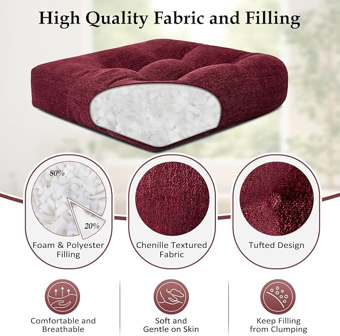 downluxe Chair Cushions for Dining Chairs 4 Pack, Tufted Indoor Chair Pads - Image 2
