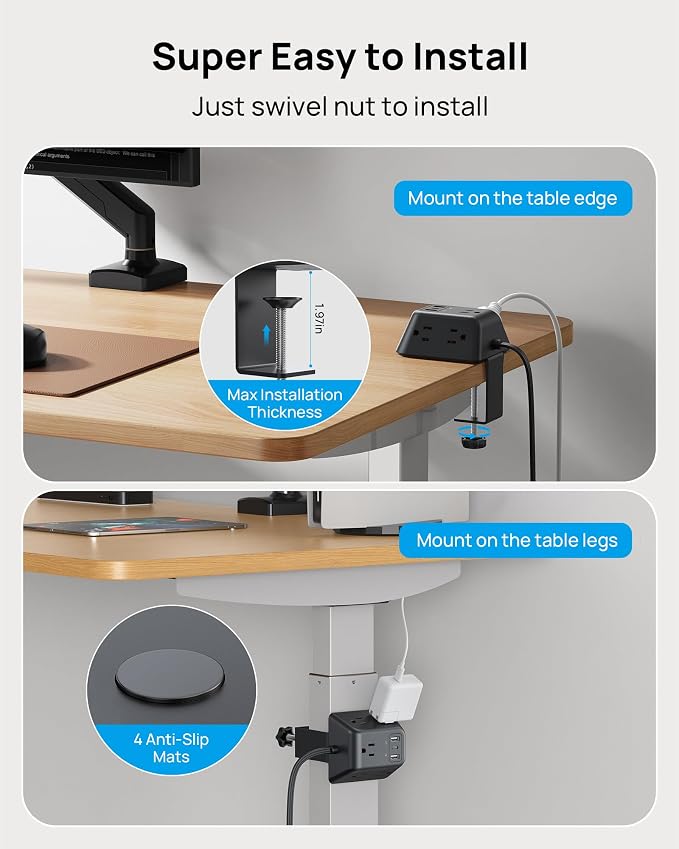 Desk Clamp Power Strip, Surge Protector - Image 3