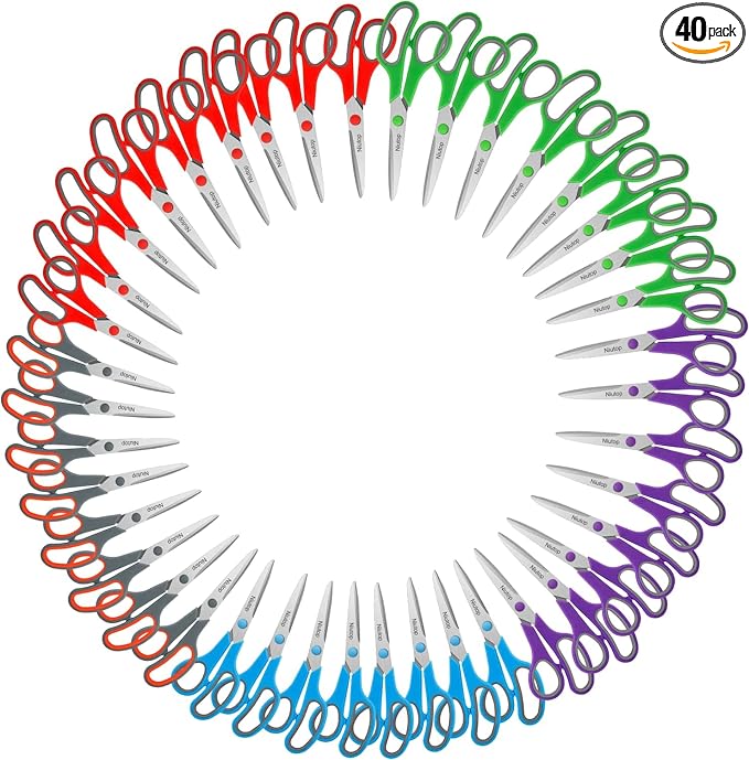 Scissors Bulk Set of 40-Pack, Niutop 8" Multipurpose Sharp Sewing Craft Fabric by NIUTOP