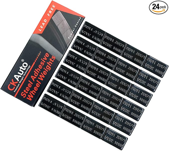 CKAuto 1/2oz, Ultra Slim Low Profile, Adhesive Stick On Wheel Weights, 12 oz/ by CKAuto