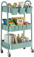 danpinera 3-Tier Rolling Cart, Utility Cart Mobile Metal Rolling Storage Cart by danpinera