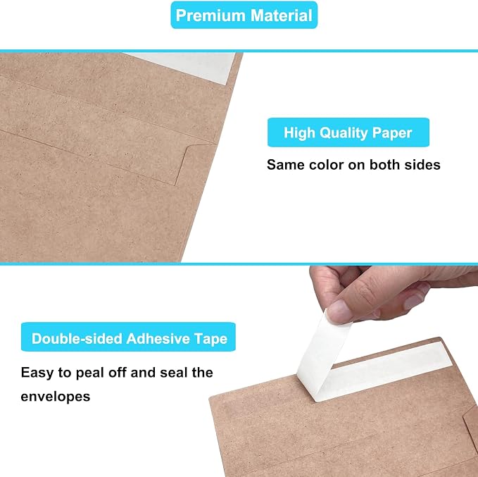 100 Pack 4x6 Envelopes for Invitations, 6.5x4.75" Brown Kraft Envelope - Image 3