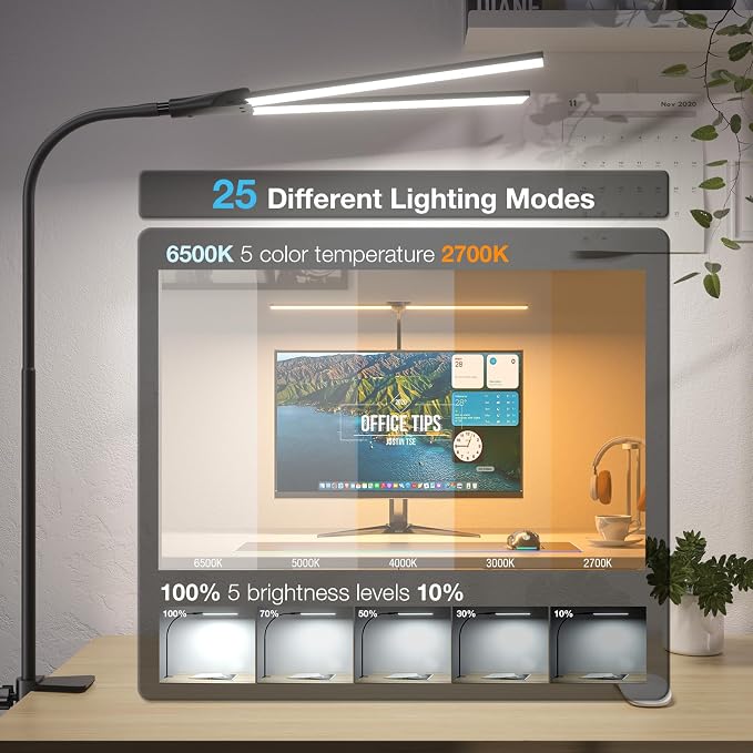 Hensam Desk Lamps for Home Office, Adjustable LED Desk Light - Image 3
