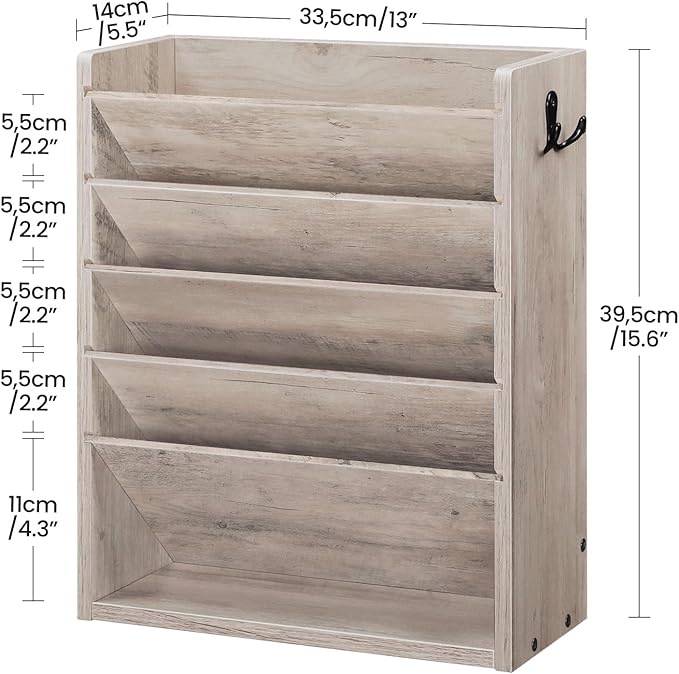 CHOEZON Wall File Organizer, 6-Tier Vertical Mount Hanging Holder - Image 3