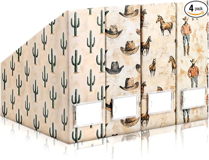 AmazingSpark Set of 4 Western Cowboy Magazine Holder Decorative Foldable by Unknown